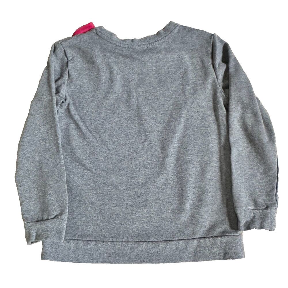 Kate Spade Kids Sweatshirt 7Y Gray Pink Bow Long Sleeve Pullover Designer Cozy - Picture 2 of 7